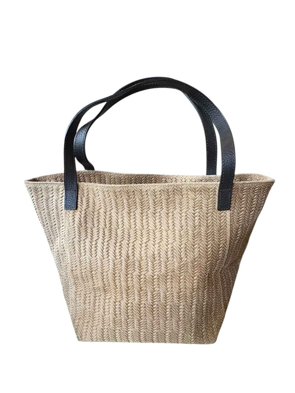 Italian Borse in Pelle Tan Textured Leather Basket Purse Shoulder Bag